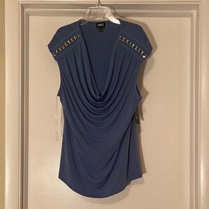 INC International Concepts Women's Navy Draped Blouse